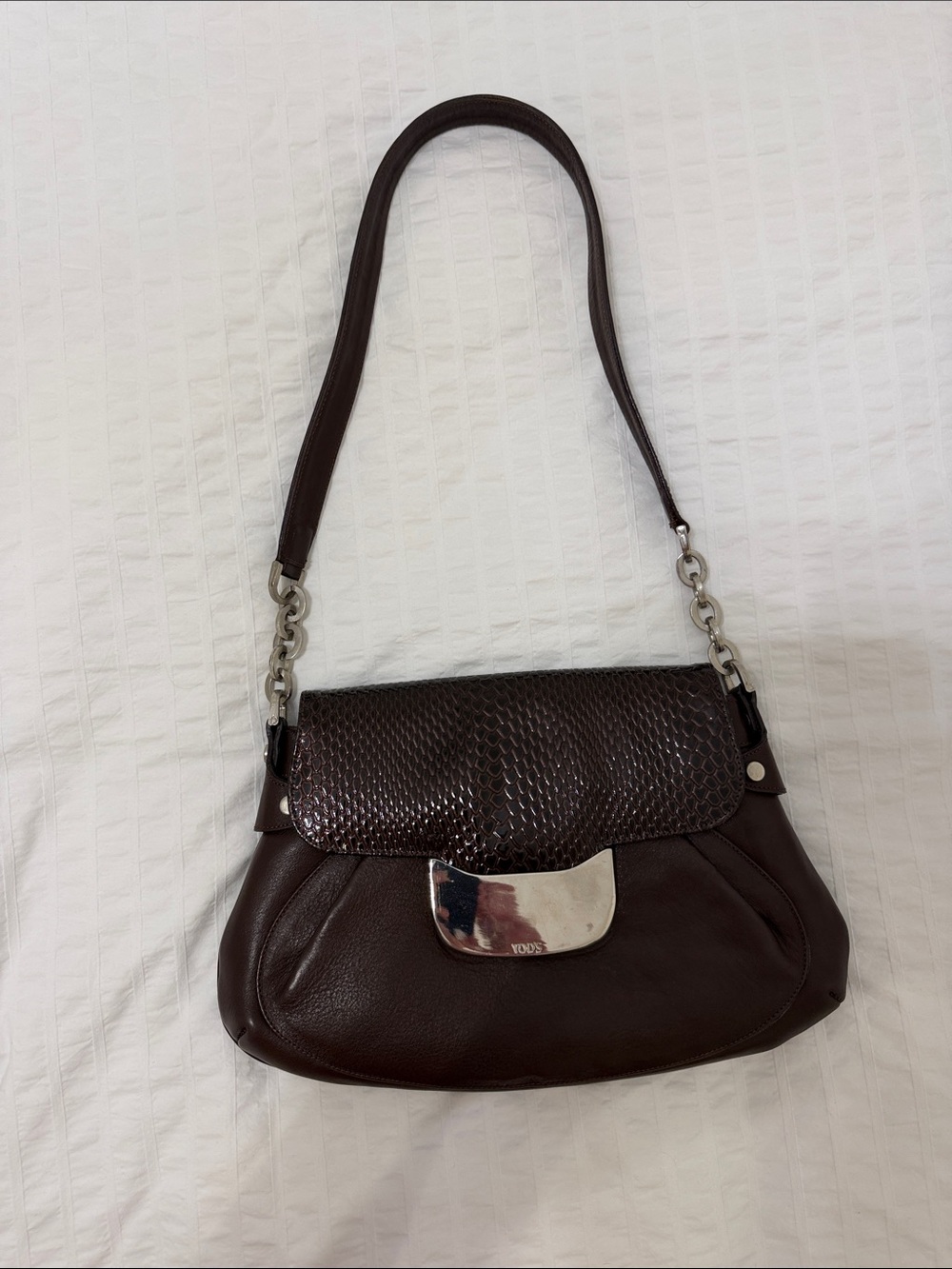 Tod’s Vintage Leather and Python Embossed Bag
